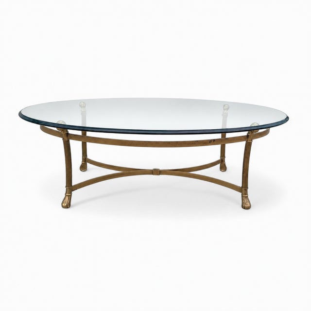 Late 20th Century Attributed LaBarge Glass Top Brass Coffee Table For Sale - Image 15 of 18