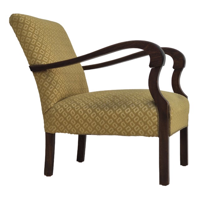 Danish Armchair in Cotton & Wool Fabric, 1950s For Sale