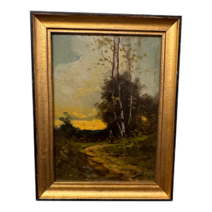 19th Century French Landscape Oil on Canvas