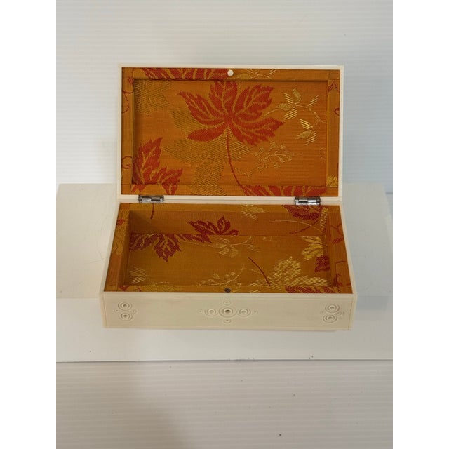 Vintage Hand-Carved Bone Overlay Jewelry Box With Deer Motif For Sale - Image 9 of 12