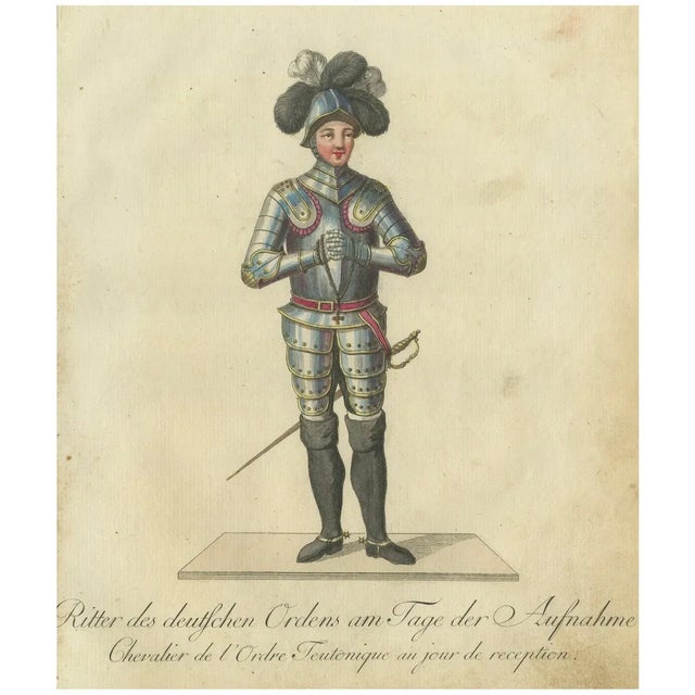 Schwan, Knight of the Teutonic Order in Reception Attire, 1791, Hand-Colored Engraving For Sale