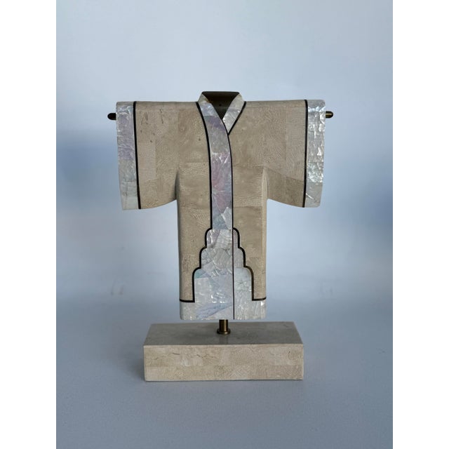 Maitland - Smith Vintage 1980's Tessellated Stone & Brass Decorative Kimono Sculpture by Maitland Smith For Sale - Image 4 of 11