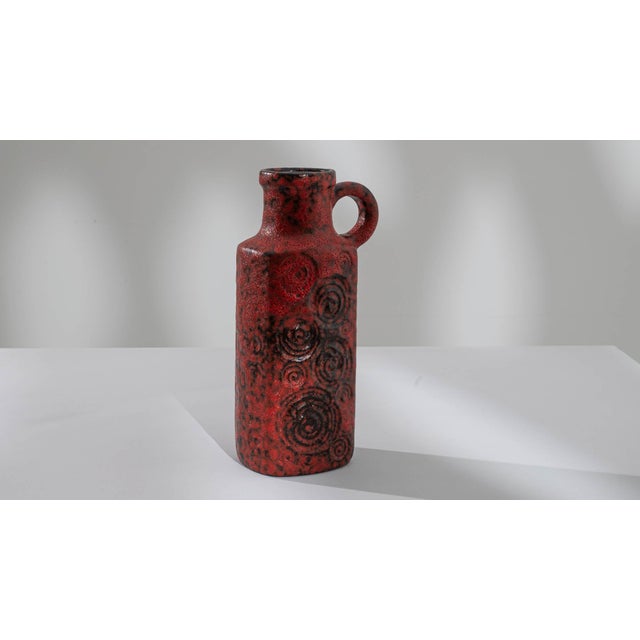 1960s German "W. Germany" Ceramic Vase Red For Sale - Image 4 of 18