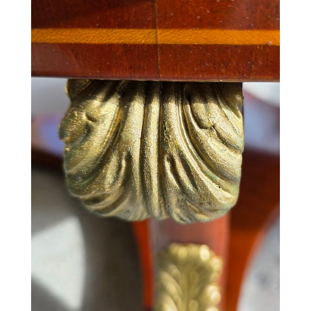 Late 20th Century Kindel Furniture Neoclassical Empire Revival Round Mahogany Coffee Table With Gilt Bronze Paw Feet For Sale - Image 9 of 11