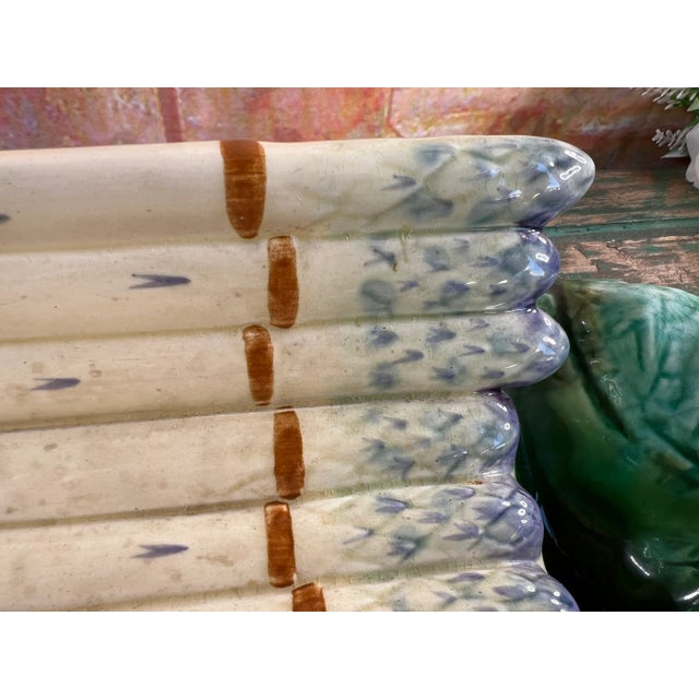 Ceramic Antique Majolica Asparagus Serving Dish For Sale - Image 7 of 10
