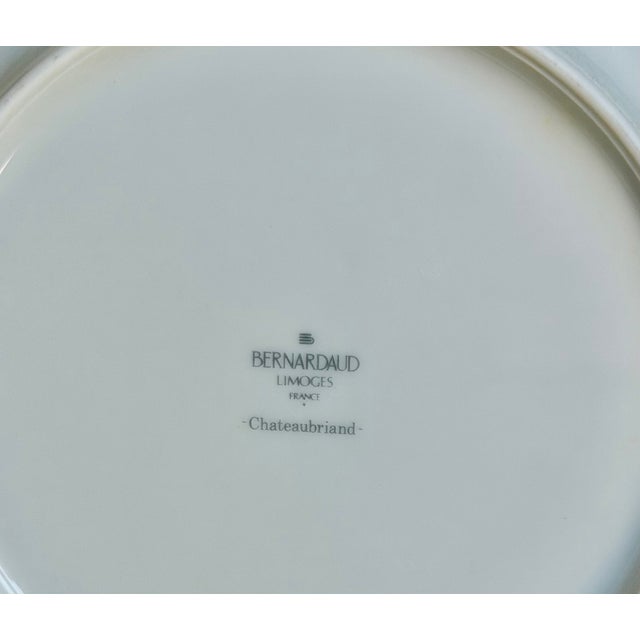 1990s Set of 8 Bernardaud Chateaubriand Blue Limoges Porcelain Wide Rim Shallow Soup Bowls For Sale - Image 5 of 5