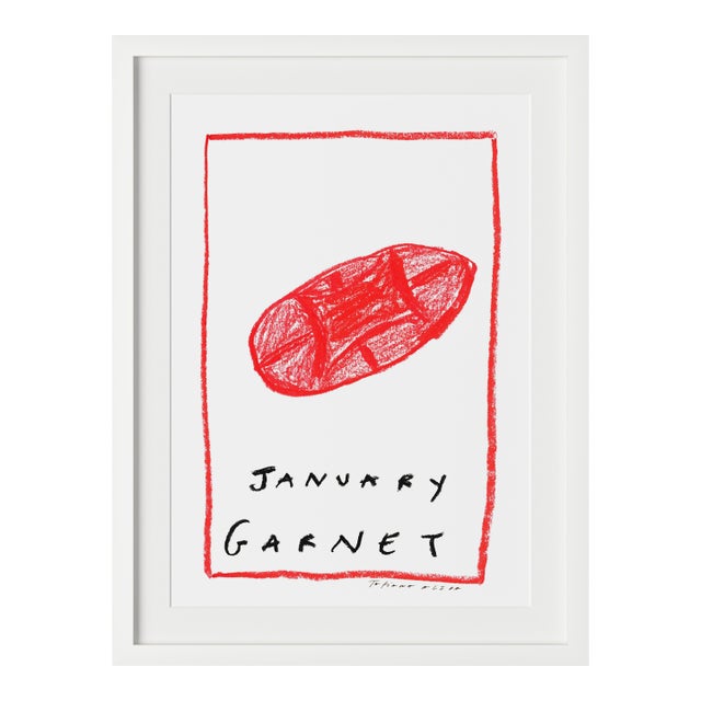 January Garnet Birthstone Print by Tatiana Alida in White Frame For Sale
