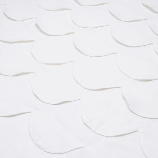 Schumacher Schumacher X Studio Bon Prep School Hand Pieced Scallop Fabric In White For Sale - Image 4 of 5
