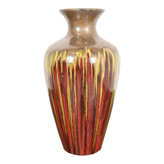 Modern Drip Glazed Large Ceramic Urn Form Vase For Sale