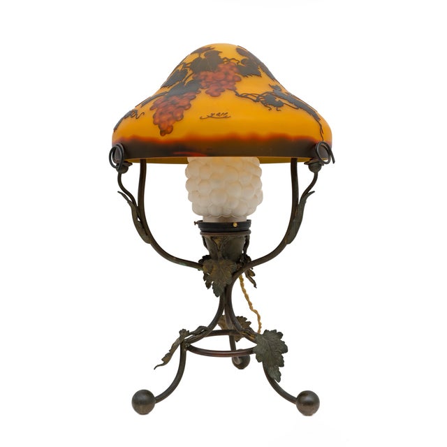Art Nouveau Cameo Bulb Glass and Bronze Table Lamp from Emile Gallé, France, 1900s For Sale - Image 10 of 10