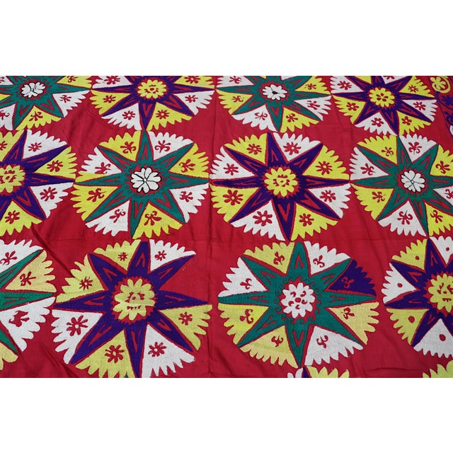 Vintage Hand Embroidered Suzani Wall Hanging, 1920s For Sale - Image 11 of 18