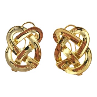 Vintage 18k Yellow Gold Angela Cummings Clip on Pretzel Twist Earrings - 2 Pieces For Sale