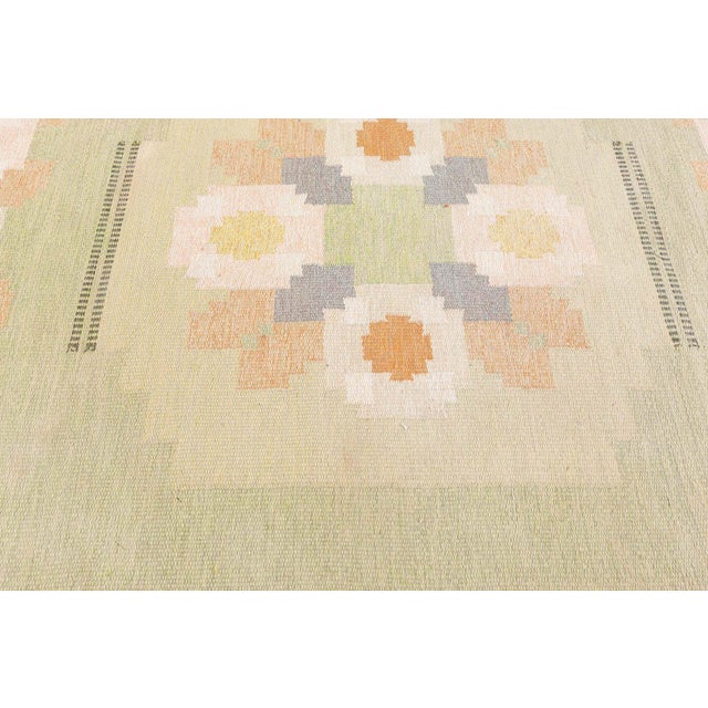 Doris Leslie Blau Vintage Swedish Flat Woven Rug by Ingegerd Silow For Sale - Image 4 of 9