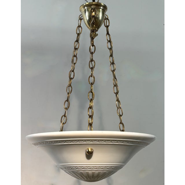 Early 20th Century Art Deco Calcite Glass Pendent Light Fixture, 1920's - 1930's For Sale - Image 5 of 5