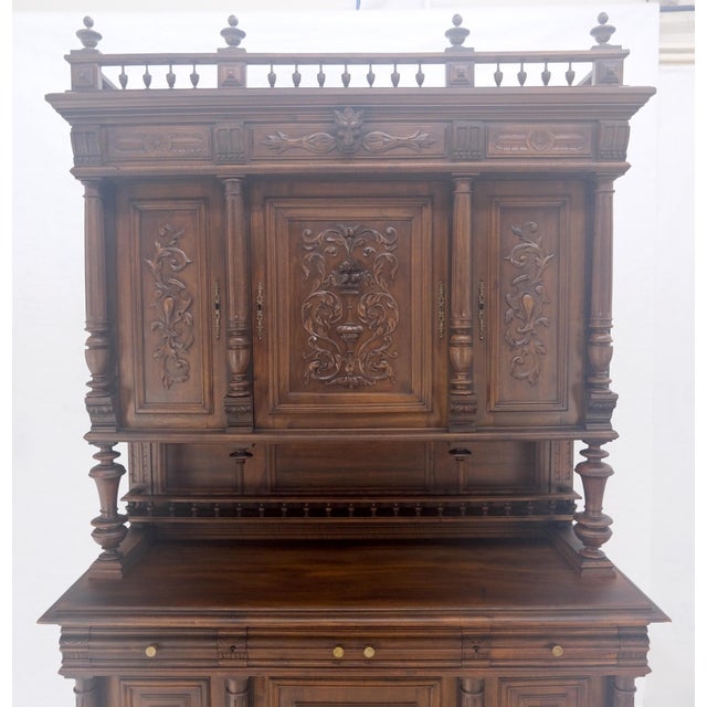 Very Fine French Carved Walnut Gallery Top Buffet Sideboard Cupboard MINT! For Sale - Image 12 of 18