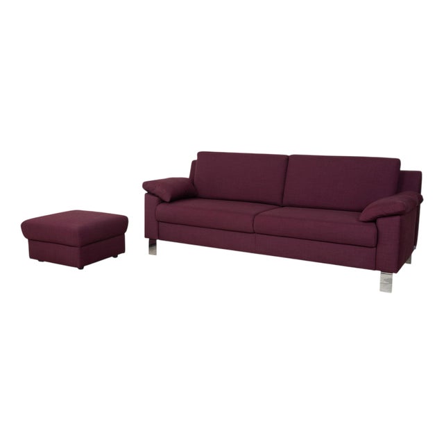 Flex Plus 3-Seater and Ottoman in Purple Fabric from Ewald Schillig, Set of 2 For Sale