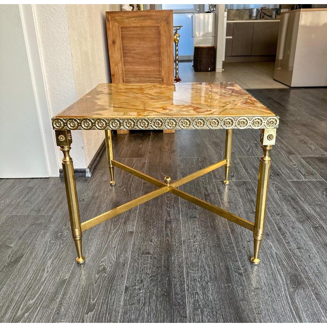 Vintage Side Table in Bronze, Brass and Onyx, Italy, 1960s For Sale - Image 6 of 10