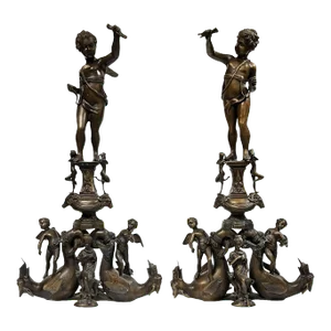 Italian Bronze Chenets in Renaissance Style - A Pair