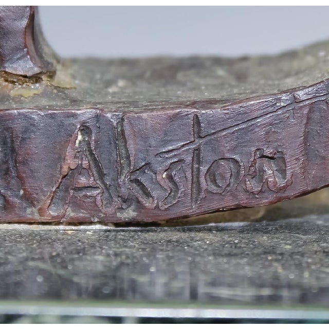 Surrealism J. James Akston, Kinetic Bronze Expressionist Sculpture Skier or Surfer Modernist Sporting Figure, c.1960's For Sale - Image 3 of 6