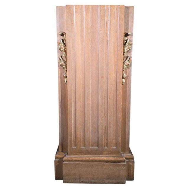 Art Deco Oak Pedestal with Gilt Relief Decoration, 1900 For Sale - Image 13 of 13