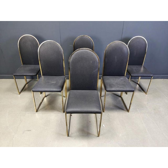 Vintage Brass Dining Chairs attributed to Belgochrom, 1970s, Set of 5 For Sale - Image 14 of 15