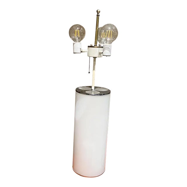1970s White Cylinder Table Lamp Style of Kartell Italy For Sale