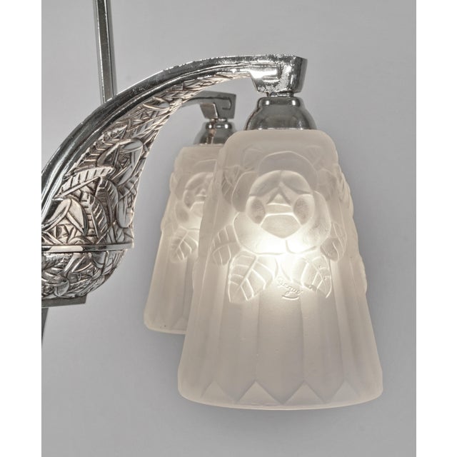 Metal French Art Deco Chandelier by Degue & Vandamme 1920s France For Sale - Image 7 of 13