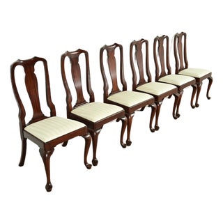 Henkel Harris Queen Anne Solid Mahogany Dining Chairs, Set of Six For Sale