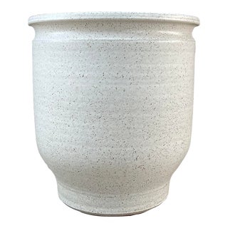 Robert Maxwell David Cressey Earthgender Speckled White Glaze Architectural Pottery Ceramic Planter For Sale