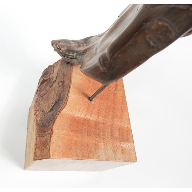 2017 Handcarved Wood Face on Stand Sculpture For Sale - Image 10 of 14