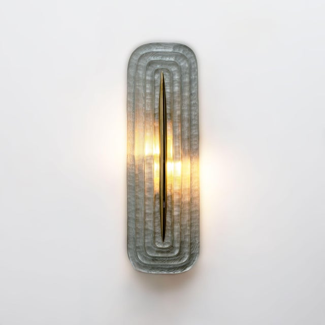 2000 - 2009 Modern Murano Glass Teal and Brass Sconces, Italy, 2000, Set of 2 For Sale - Image 5 of 9