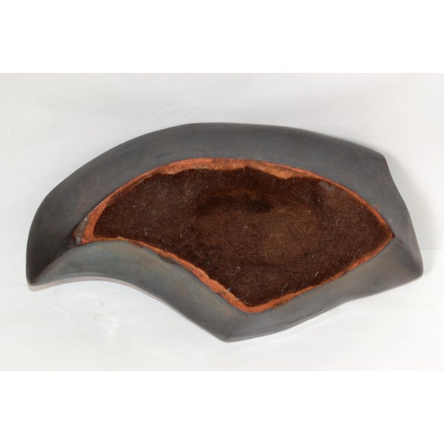 Pottery Ceramic Decorative Bowl Brown and Turquoise Vide Poche Blue Mineral 1960 For Sale - Image 10 of 13