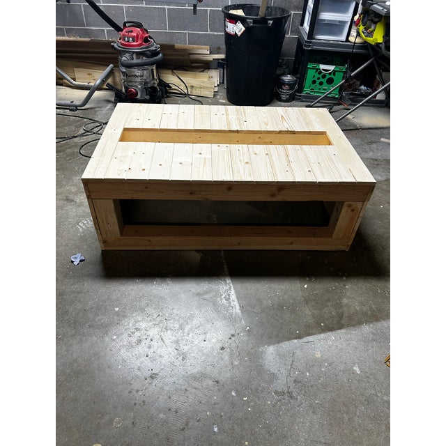 Handcrafted Rustic Wood Outdoor Coffee Table With Built-in Planter For Sale - Image 4 of 9