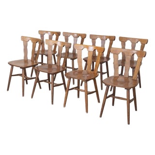 1950s French Wood Brutalist Chairs, Set of 8 For Sale