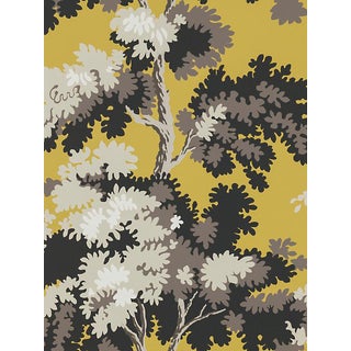 Sample, Scalamandre Raphael, Yellow/Grey/Lh Wallpaper For Sale