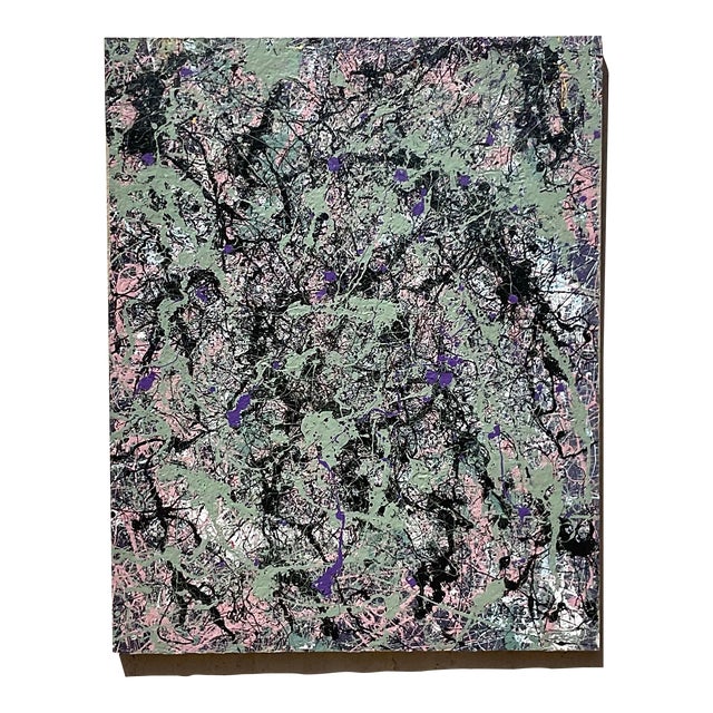 Vintage Boho Abstract Oil on Canvas For Sale