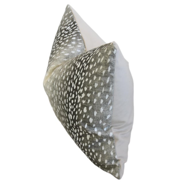 Antelope Print Linen & Velvet Pillow For Sale - Image 4 of 6