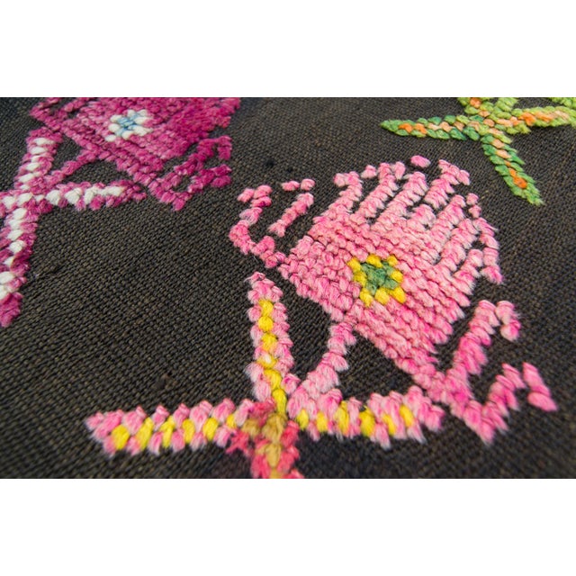 Abstract 1910s Antique Moroccan Flatweave Colorful Kilim Wool Hand Knotted Rug - 5’3” X 9’1” For Sale - Image 3 of 11