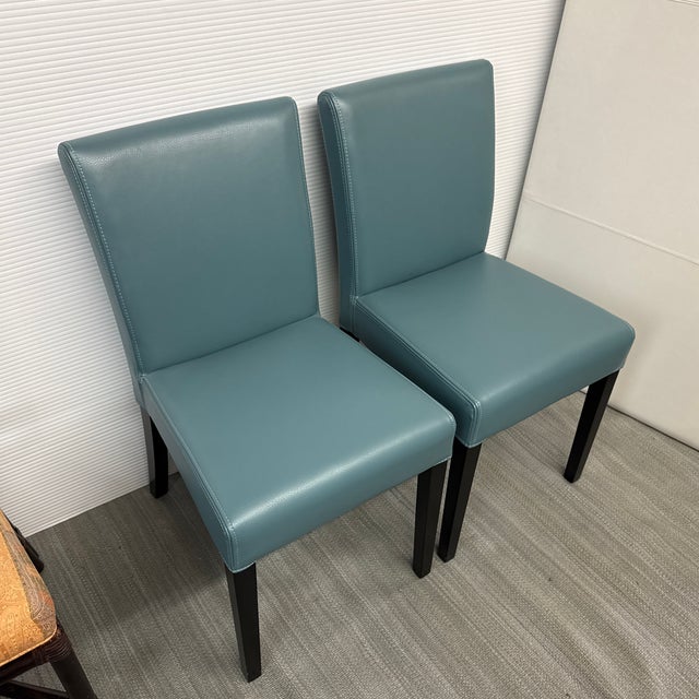 Animal Skin Crate & Barrel Lowe Leather Side Dining Chair, Pair For Sale - Image 7 of 12