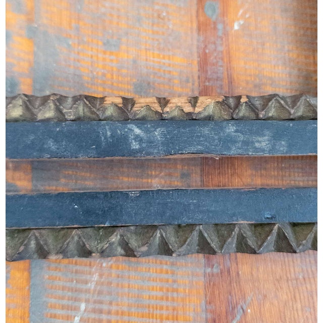 Wood 20th Century American Black and Gold Carved Pine Tramp Folk Art Picture Frame For Sale - Image 7 of 10