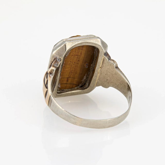 Early 20th Century Early 20th Century Vintage Art Deco Centurion Tigers Eye Cameo Ring, Sz 8.75 For Sale - Image 5 of 7