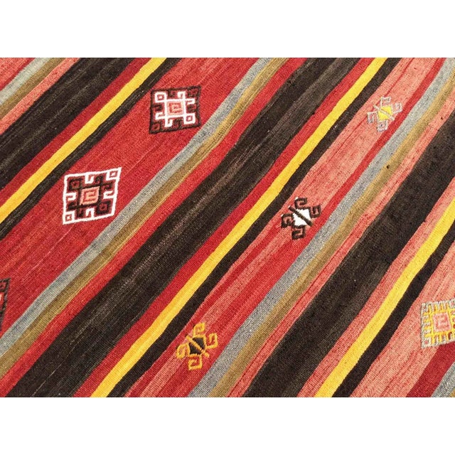 1960s Vintage Striped Turkish Kilim Rug - 71" X 80" For Sale - Image 4 of 11
