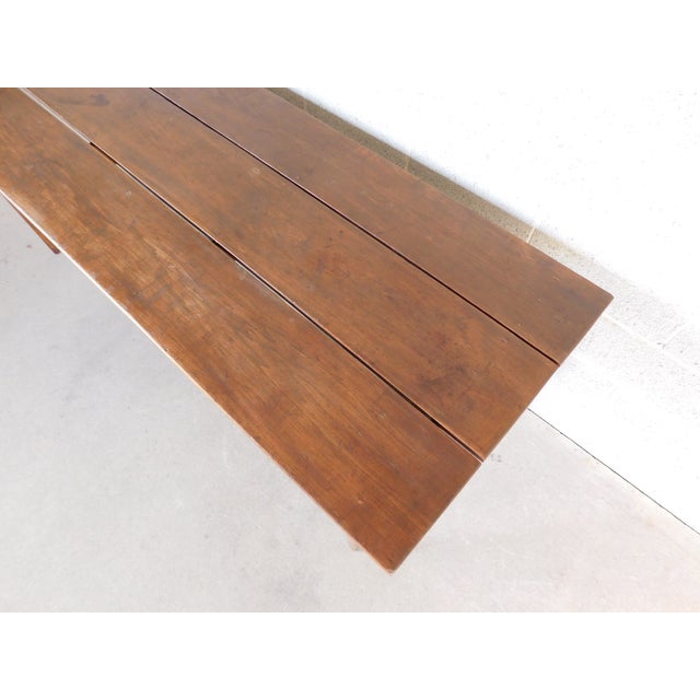 Antique Shaker Farmhouse Style Dining Table 82.5"W Late 19th Century Original 3 Board Top Tapered Legs Pine Wood, Seating...