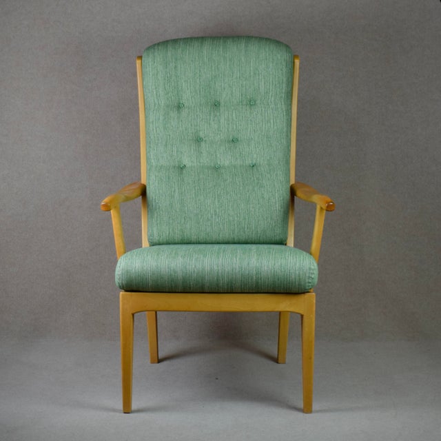 Swedish Model Stora Fjäderbrickan Chair by Carl Malmsten for O.H. Sjögren, 1970s, in Restored conditions. Designed 1920 to...