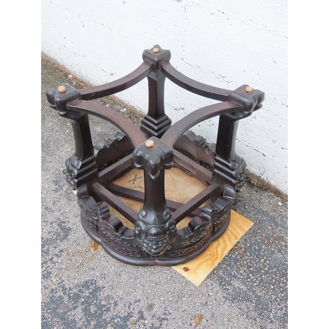 Early 1900s Oriental Heavy Carved Flower Statue Stand Side Table 6338 For Sale - Image 9 of 17