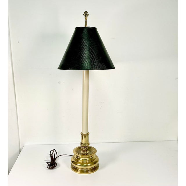 Vintage Home is pleased to offer this French Regency Neoclassical Candlestick style table lamp. Its tall candlestick stem...