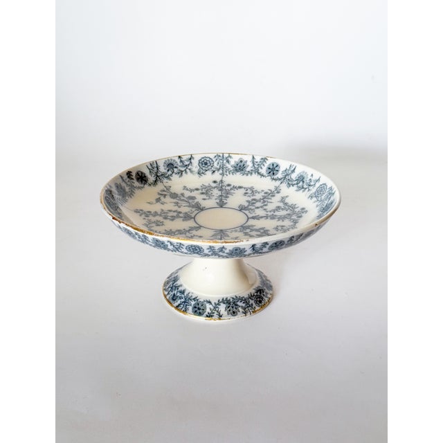 Antique Spode Copeland Blue and White Transferware Compote, Gray Delhi Pattern, Circa 1879 For Sale In Dallas - Image 6 of 13