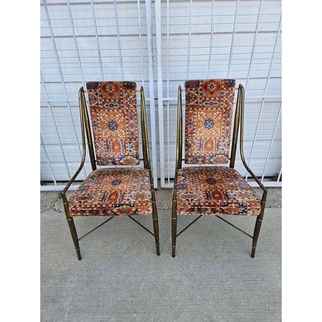 1970s Set of 8 Imperial Brass Dining Chairs Attributed to Weiman / Warren Lloyd for Mastercraft For Sale - Image 5 of 18