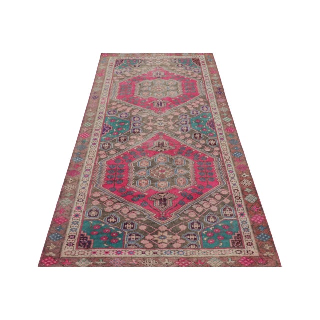 Traditional Vintage Persian Shiraz Rug in Pink and Teal Floral Patterns by Rug & Kilim For Sale - Image 3 of 7