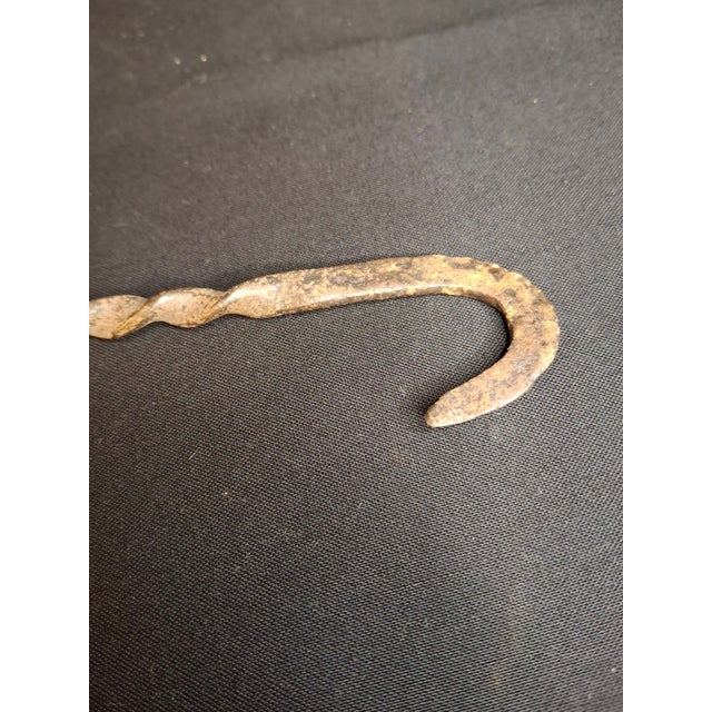 18th C Hand Forged Wrought Iron 4-Wick Fat Lamp Primitive Square Crusie Pick For Sale - Image 9 of 17